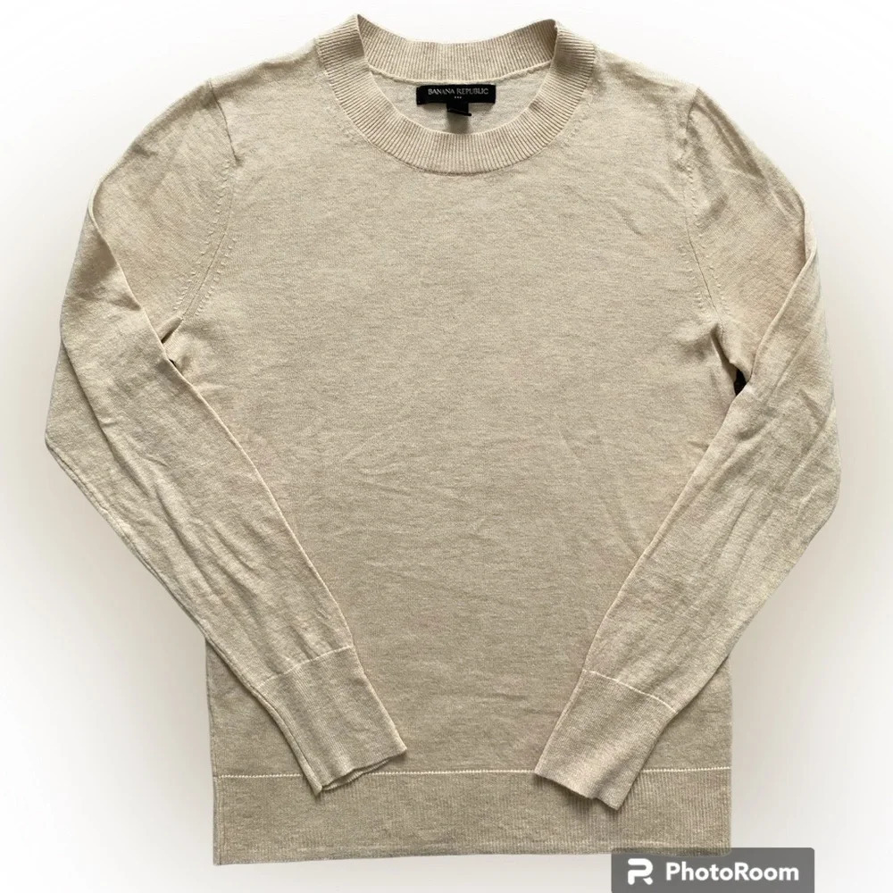 BANANA Republic Oatmeal Lightweight Cotton Crewneck Sweater Size XS